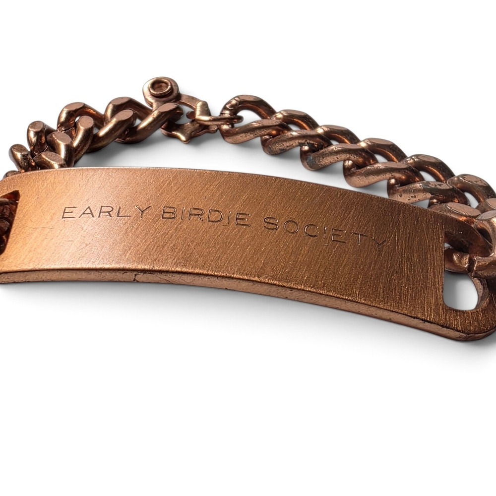 Vintage Solid Copper Early Birdie Society Curb Chain ID Bracelet